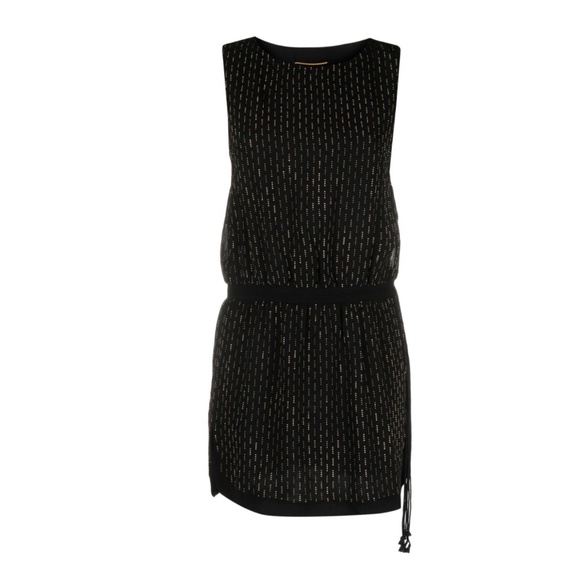 Saint Laurent stud-embellished silk minidress in Black - Picture 4 of 12